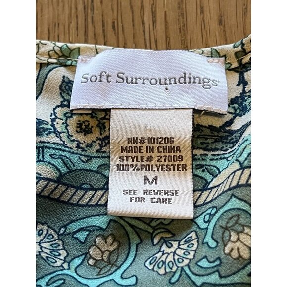Soft Surroundings Top Women Size Medium Pullover‎ Tunic Henley Floral Roll Tab - Picture 6 of 13
